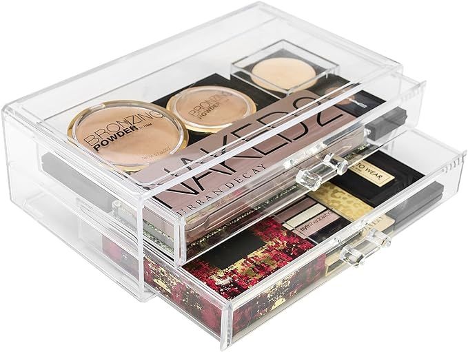 Sorbus Acrylic Cosmetics Makeup and Jewelry Storage Case Display Sets –Interlocking Drawers to ... | Amazon (US)