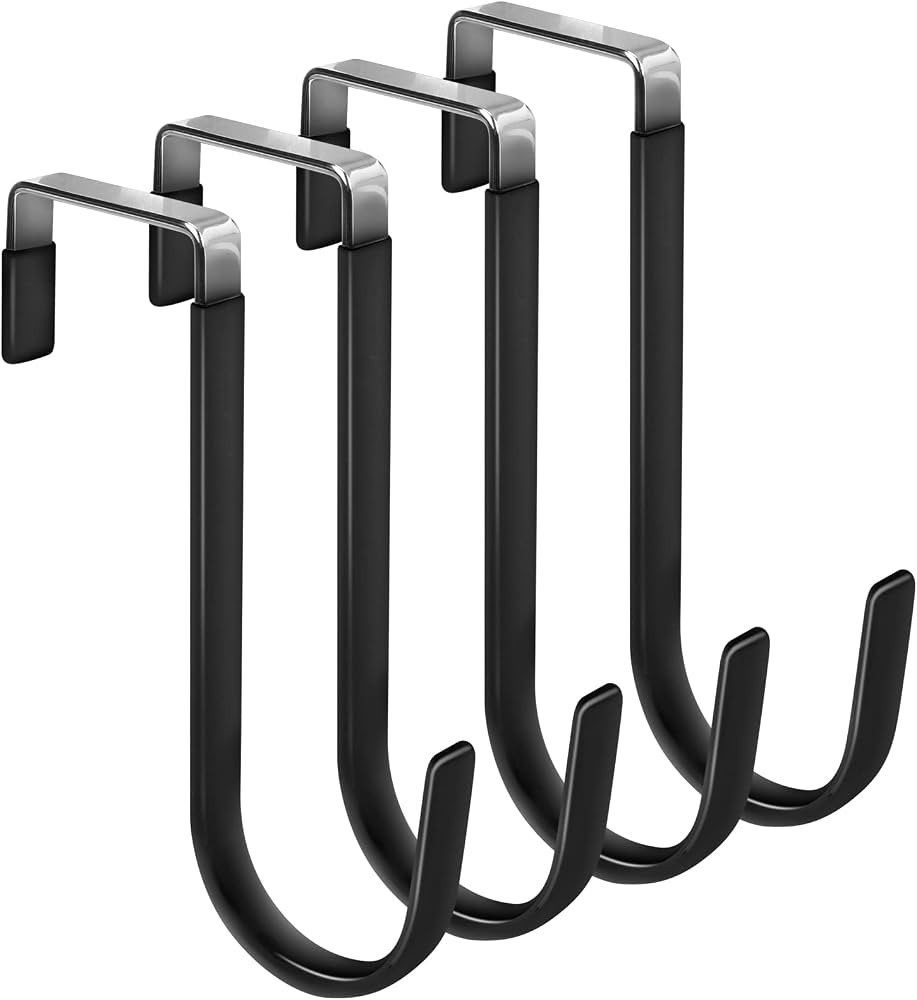 FYY Over the Door Hooks, 4 Pack Door Hangers Hooks with Rubber Prevent Scratches Heavy Duty Organ... | Amazon (US)