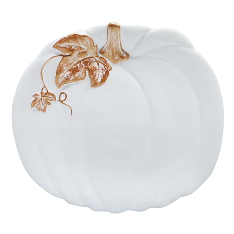 White & Gold Pumpkin Salad Plate, 8.5x7 | At Home