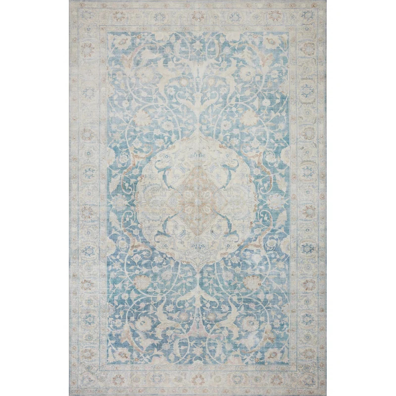 Jules Performance Antique Blue/Gray Rug | Wayfair Professional