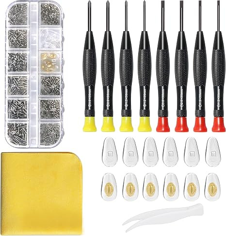 Eyeglass Repair Kit with Glasses Screws - Contains Precision Screwdriver kit and Nose Pads, Clean... | Amazon (US)