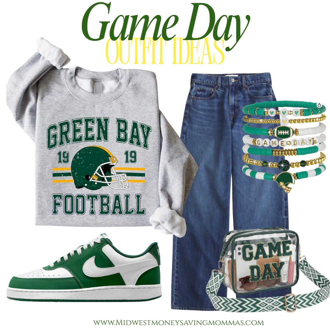 Game day outfit ideas! 🏈

Green Bay Packers  football season  football game  denim jeans  sweatshirt  Nike sneakers  stadium bags  bracelet stack

#LTKootd #LTKgrwm #LTKmomlife