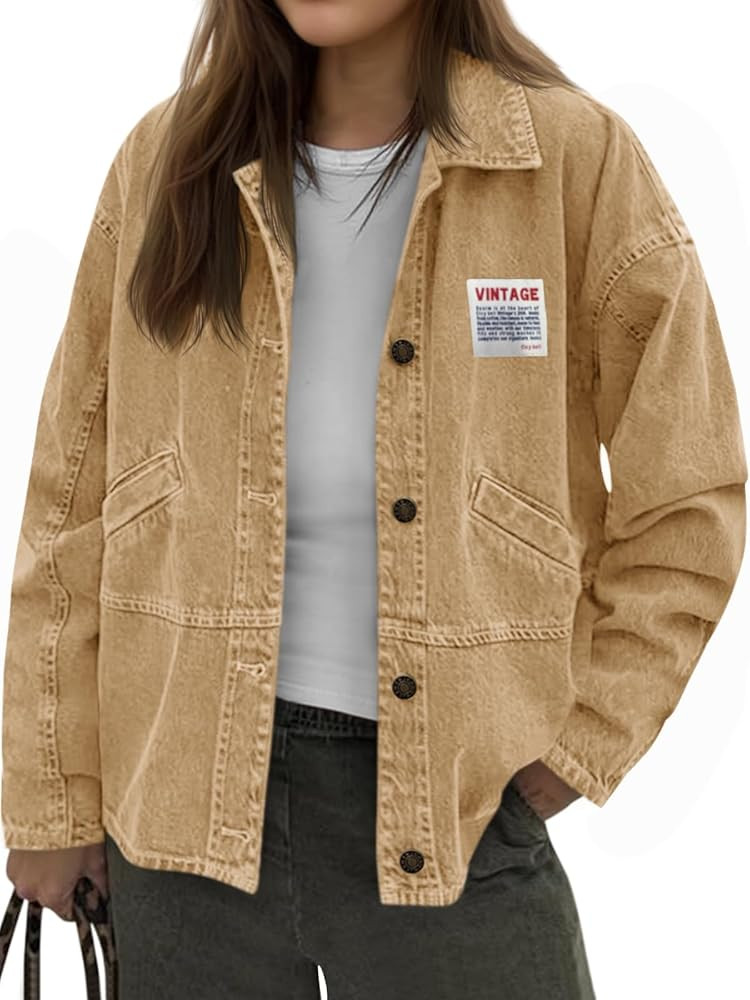 Cicy Bell Womens Oversized Denim Jackets Boyfriends Button Down Utility Jean Jackets Vintage Y2k ... | Amazon (US)