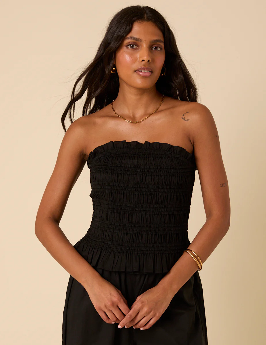 Black Ruched Bandeau Top | Nobody's Child