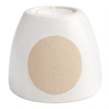 White and Natural Modern Tealight Candle Holder | World Market