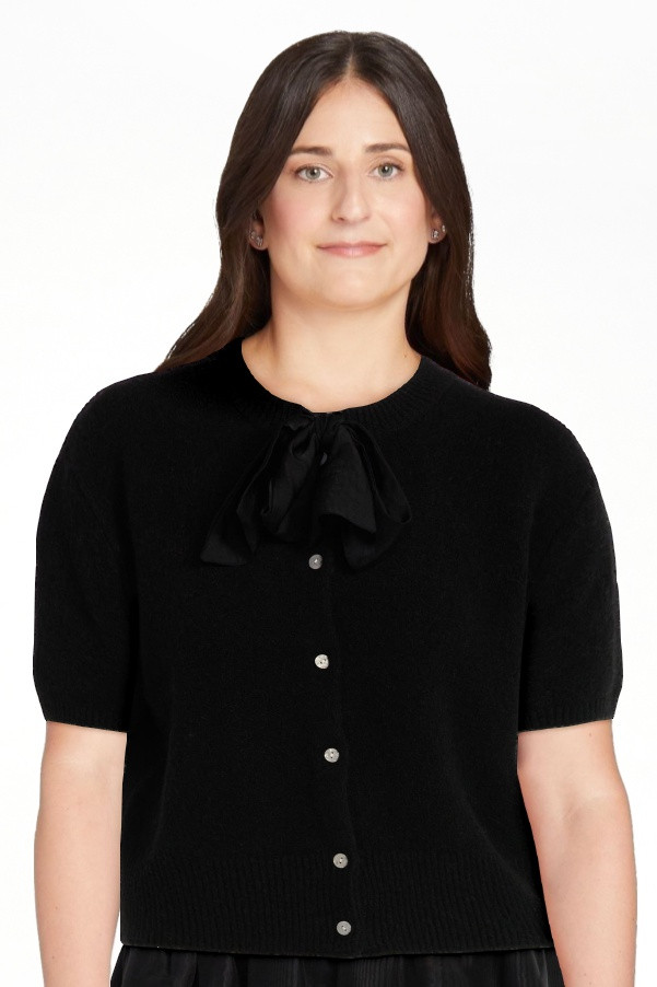 Free Assembly Women's Button-Front Bow Sweater with Short Sleeves, Midweight, Sizes XS-XXL - Walm... | Walmart (US)