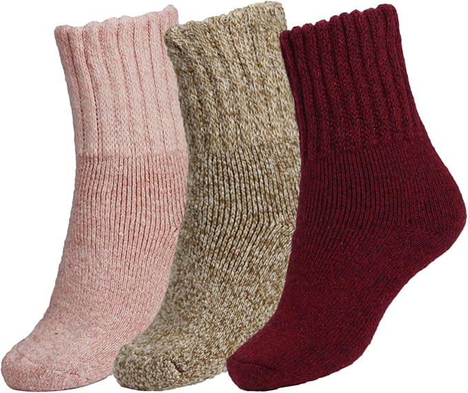 BomKinta Boot Socks for Women Winter Solid Thick Warm Socks Cozy Crew Socks Christmas Gift | Amazon (US)