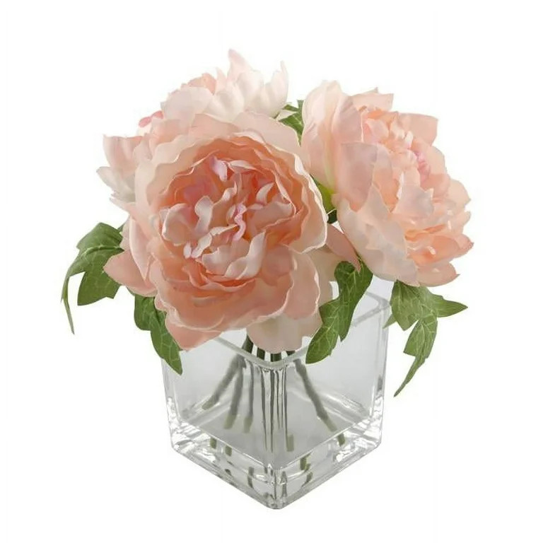 Flora Bunda GS1950E-PK 9' Tall Silk Peony Arrangement in Glass Pot,Pink | Walmart (US)