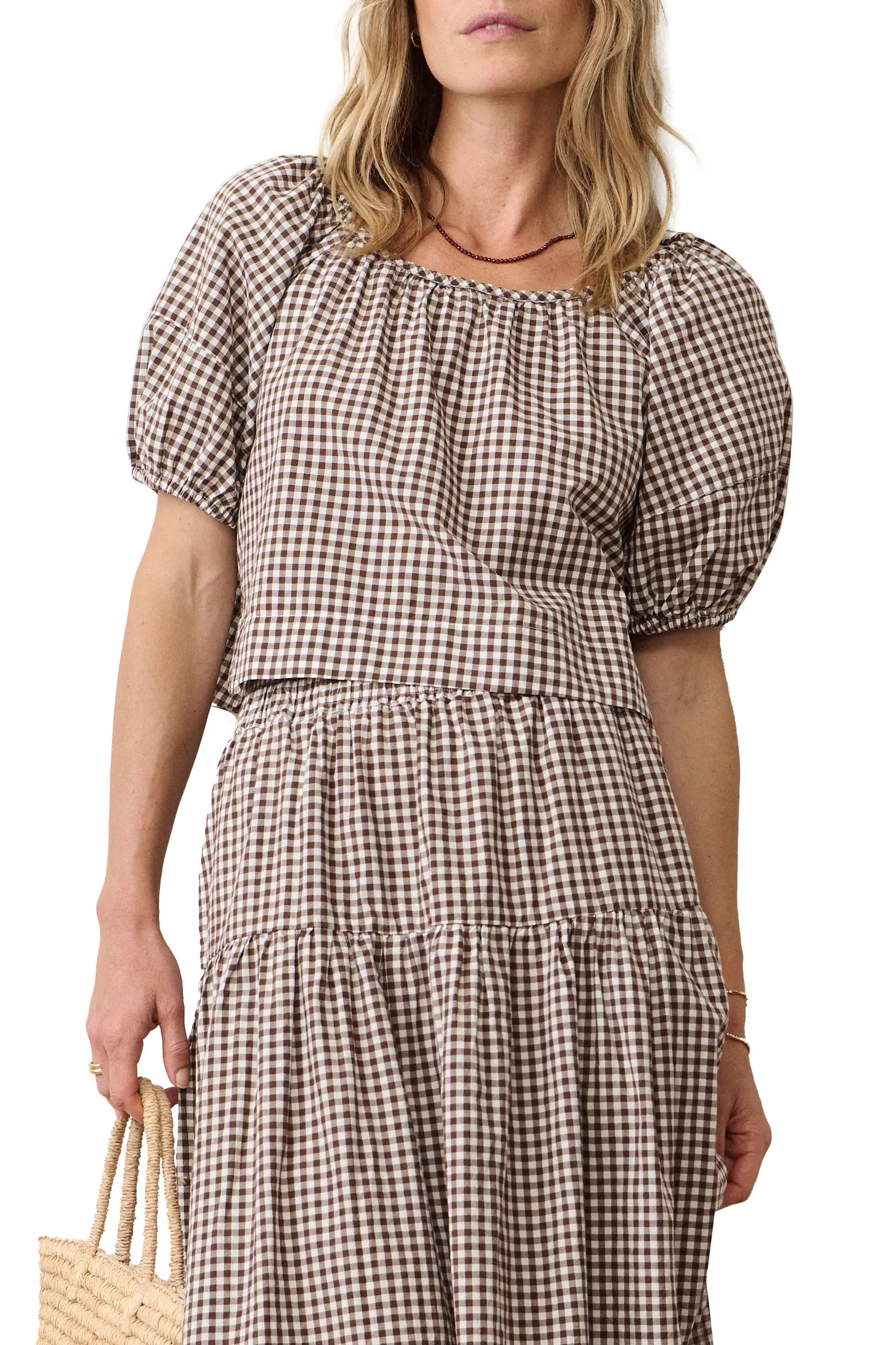 Marine Layer Gia Gingham Pima Cotton Top (Women) | Nordstrom | Nordstrom