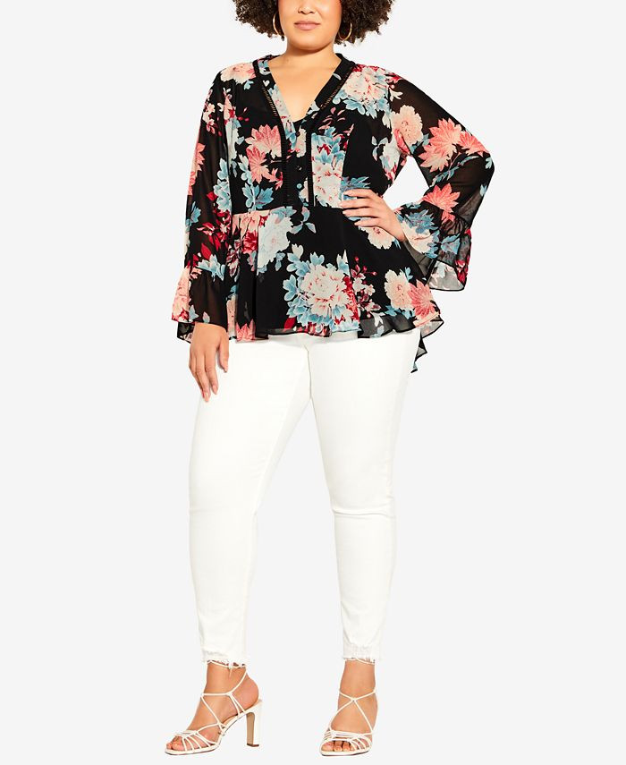 City Chic Trendy Plus Size Flirty V-neck Top & Reviews - Tops - Plus Sizes - Macy's | Macys (US)