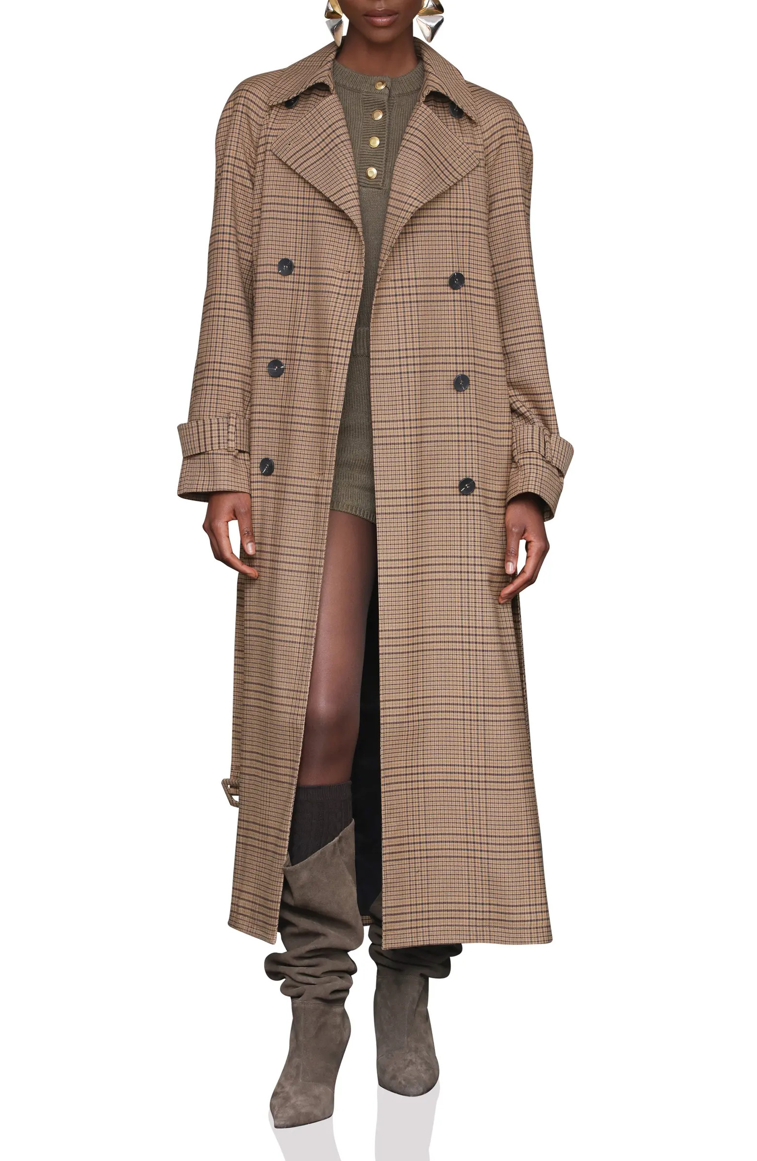 Oversized Plaid Maxi Trench Coat | Nordstrom