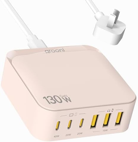 USB C Charger Block, 130W 6 Ports Fast Wall Chargers, Charging Stations with PD 45W, Dual PD 20W,... | Amazon (US)