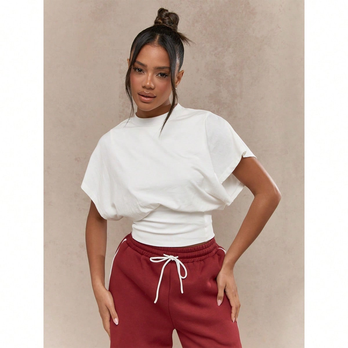 MISSGUIDED Street Fitted Waist Dolman Loose Sleeves Top | SHEIN
