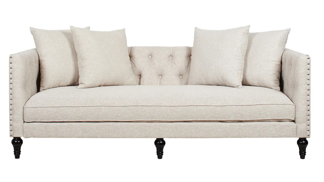 Stanbury Button Tufted Tuxedo Sofa, Oatmeal | Walmart (US)