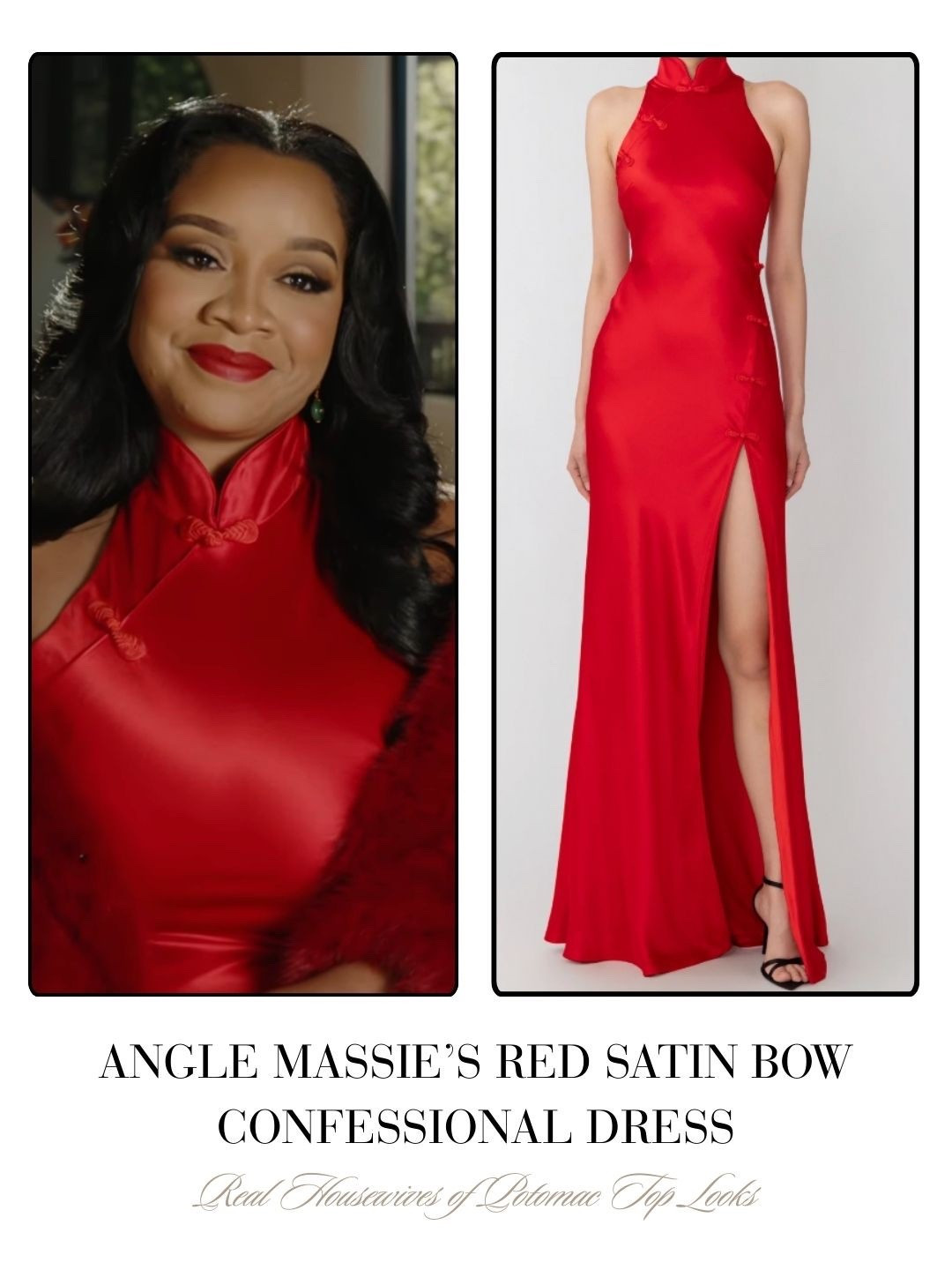 Angel Massie’s Red Satin Bow Confessional Dress