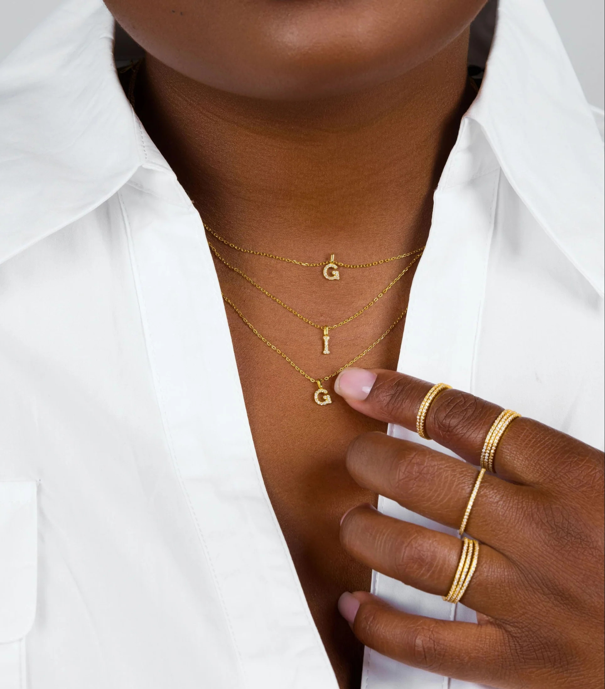 Pavé Initial Charm | Garnished in Gold