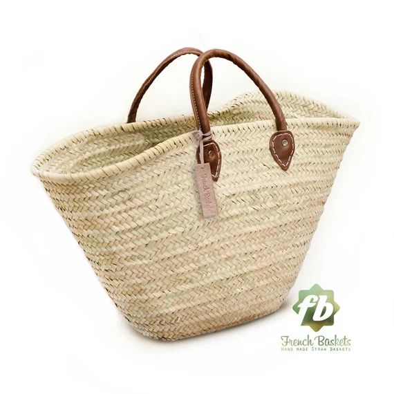 straw bag French Basket french market basket, Beach Bag Handmade Moroccan Basket - Natural French Ba | Etsy (US)