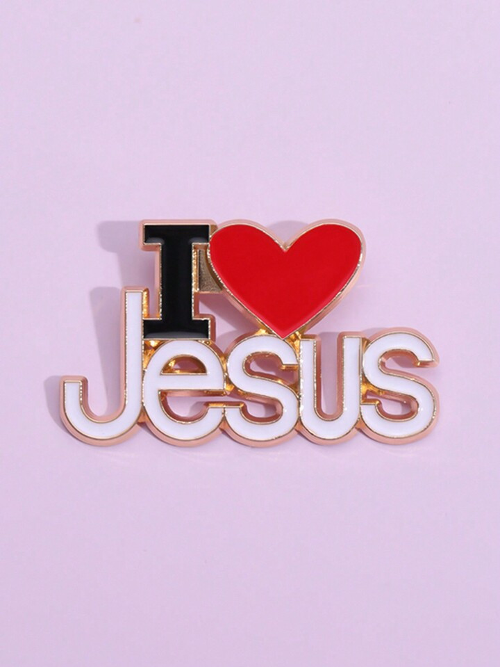 Street 1PC I Love Jesus Enamel Pins Heart Christian Love Faith Accessories Metal Brooches Lapel B... | SHEIN