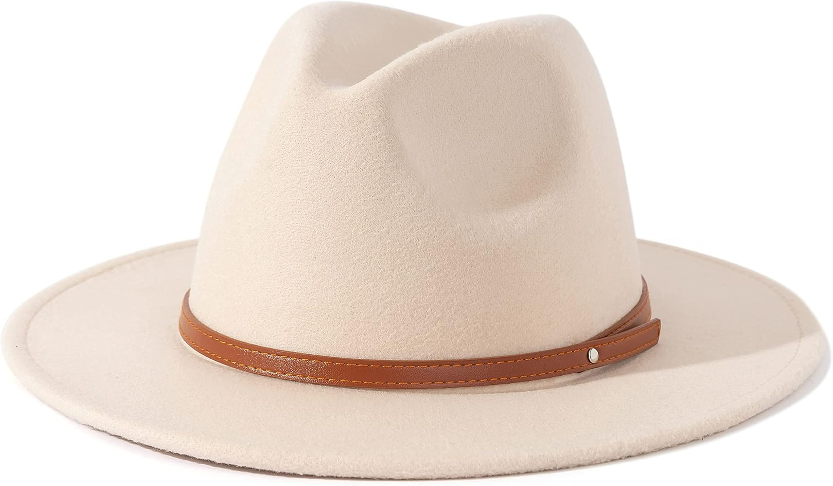 Lisianthus Womens Wide Brim Fedora Hat Felt Jazz Cap with Belt Buckle Décor | Amazon (US)