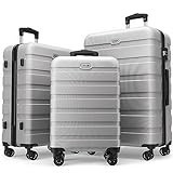 AnyZip Luggage Sets 3 Piece PC ABS Hardside Lightweight Suitcase with 4 Universal Wheels TSA Lock Carry On 20 24 28 Inch Silver | Amazon (US)