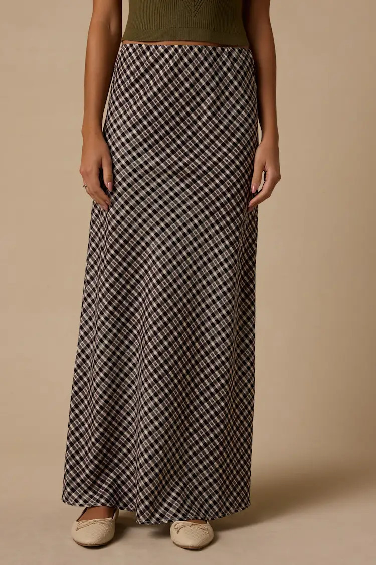 Doyle Black Gingham Maxi Skirt | Lulus