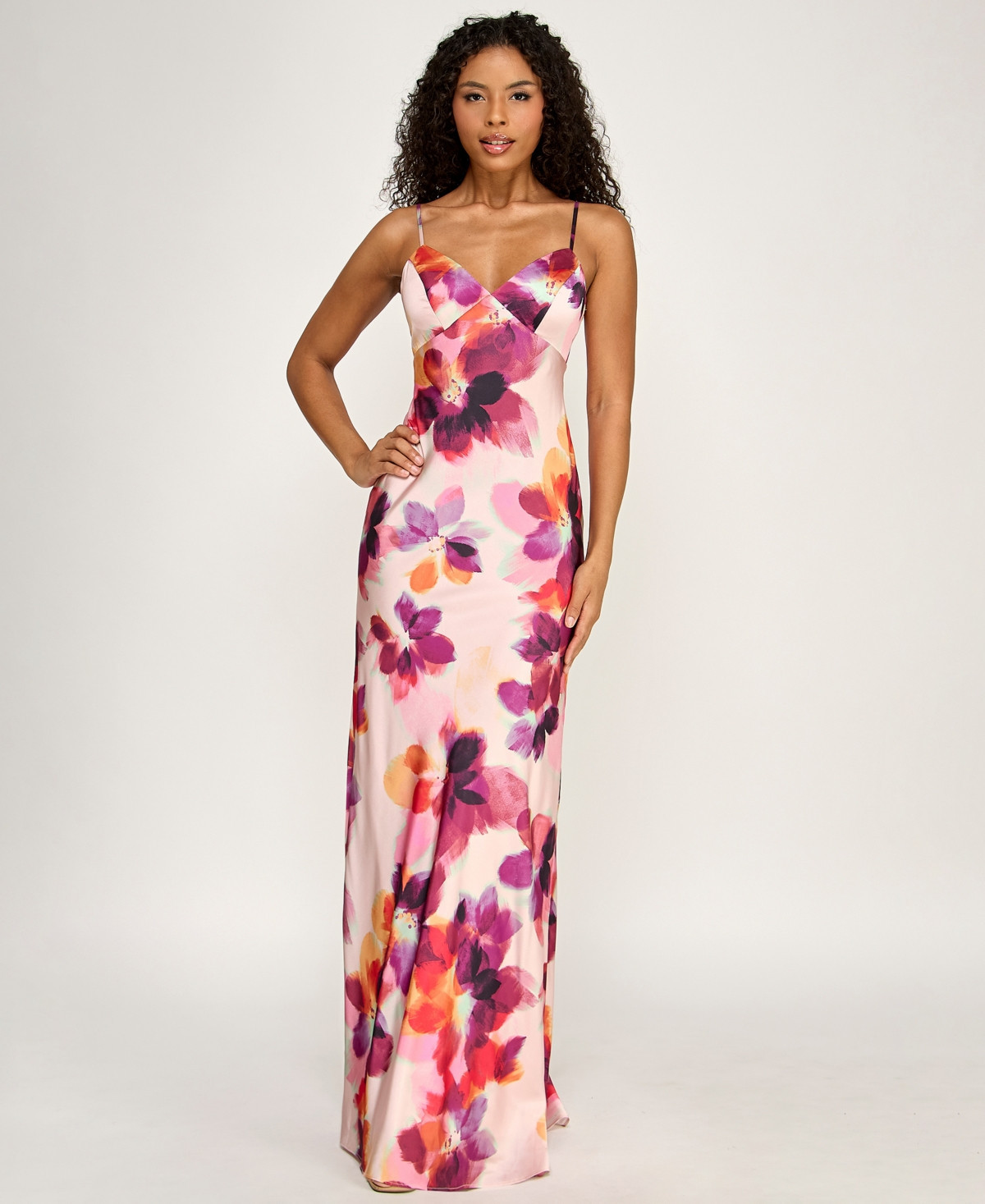 Seni & Cade Women's Printed Halter V-Neck Dress - Blush Mage | Macy's