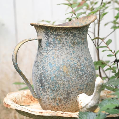 BIG FORTUNE Decorative Pitcher Vase Large Rustic Farmhouse Vase for Flowers Vintage Metal Milk Ju... | Amazon (US)