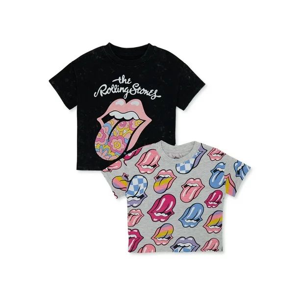 Rolling Stones Baby and Toddler Girls Tee, 2-Pack, Sizes 12M-5T | Walmart (US)