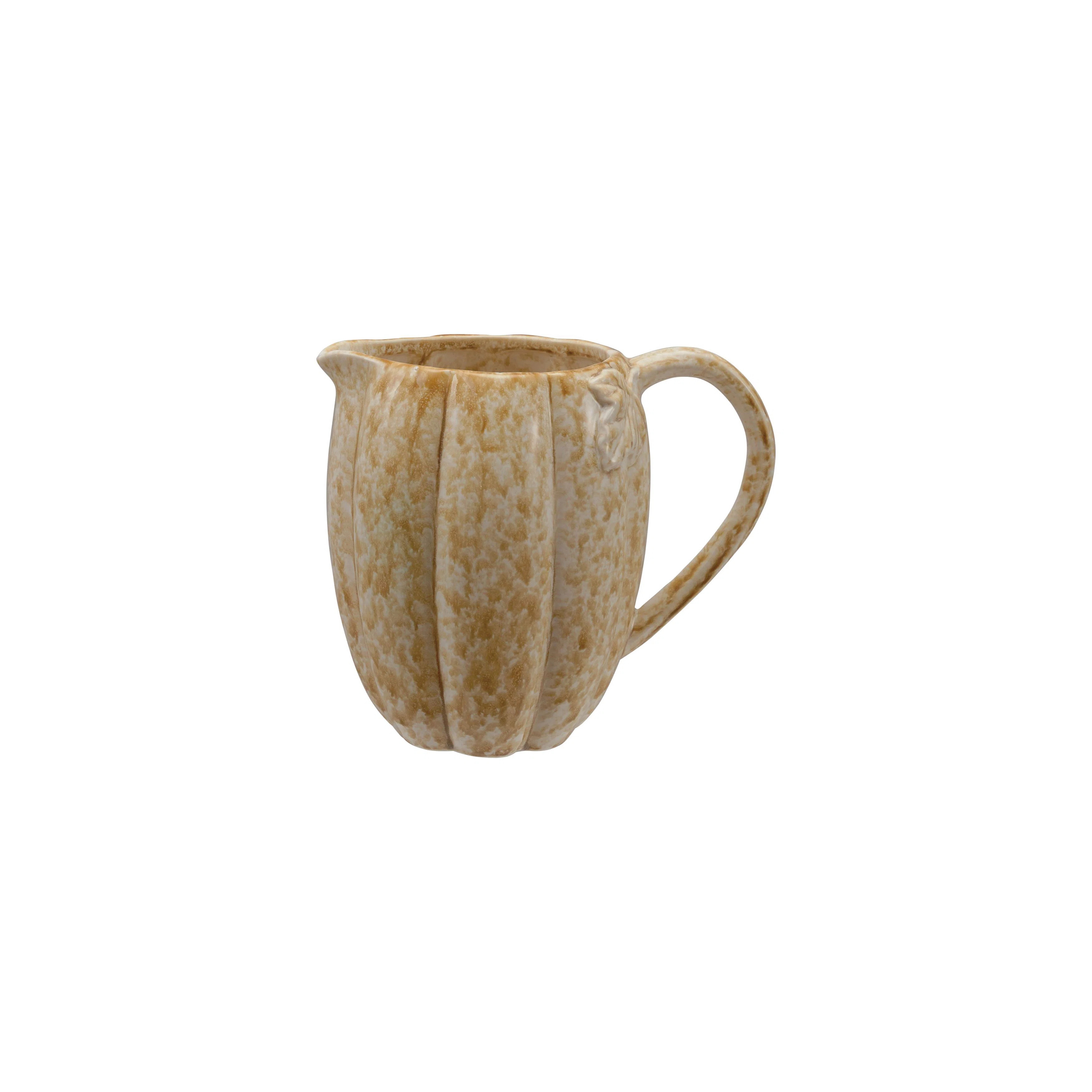 Pumpkin Stoneware Pitcher with Leaf Motif Reactive Glaze | Wayfair North America