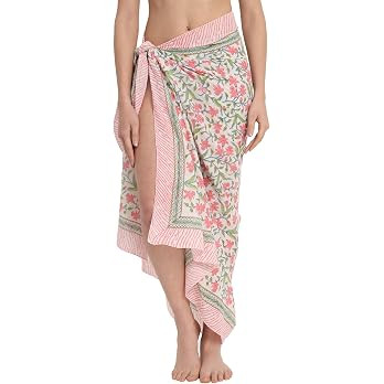 Swimsuit Beach Sarong Cover Ups for Swimwear Women-Hand Print Wrap Skirt | Amazon (US)