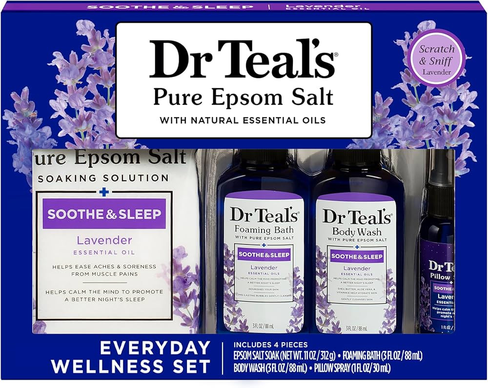 Dr Teal's Holiday Gift Set - Lavender - 4 Piece Bath Sampler, Perfect for Stocking Stuffers | Amazon (US)