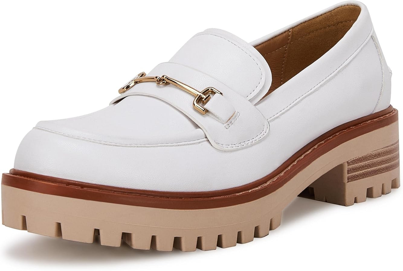 VETASTE Womens Lug Sole Platform Mid Chunky Heel Loafers Classic Round Toe Slip On Office Uniform... | Amazon (US)