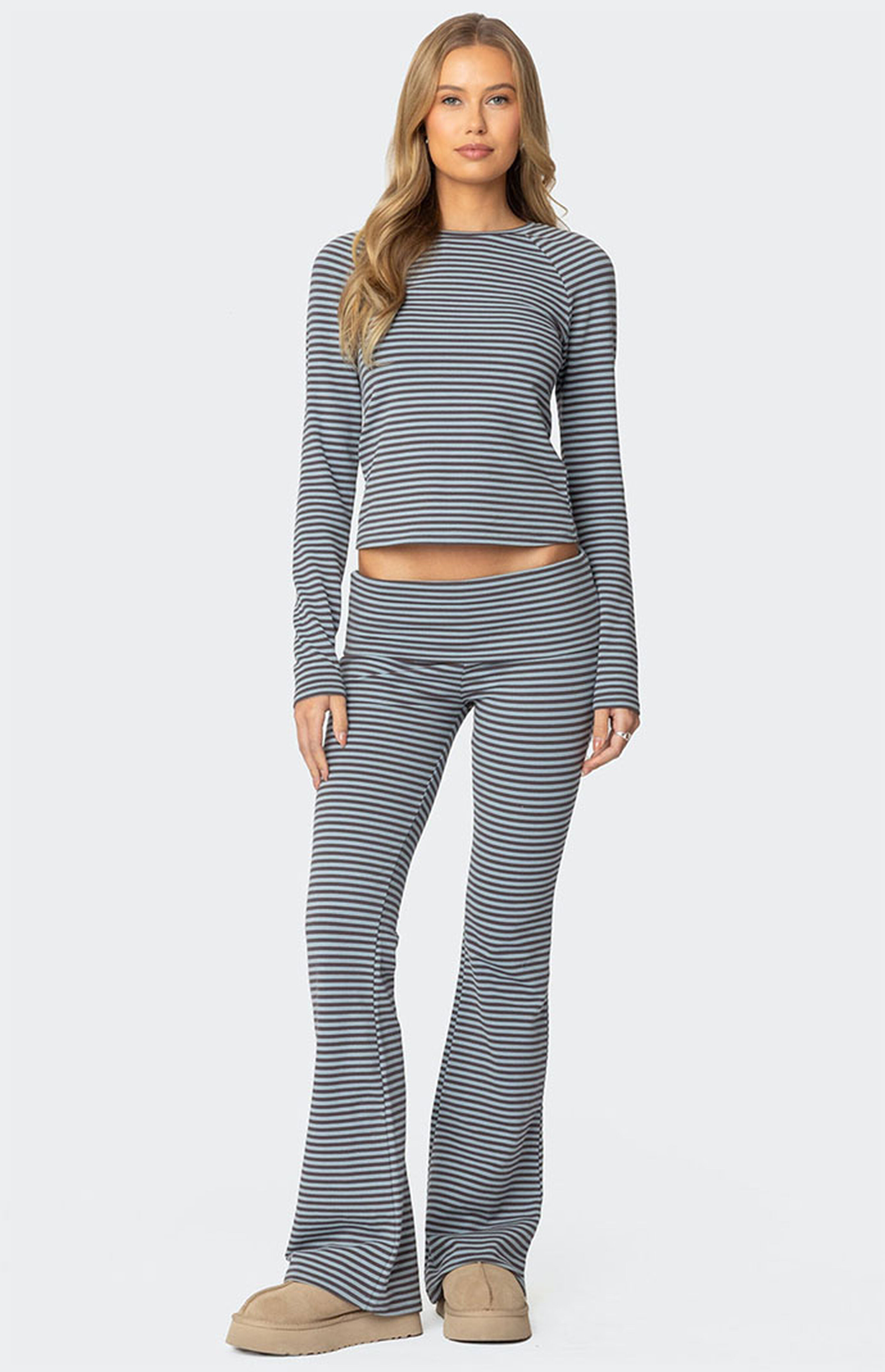 Edikted Kaeli Stripey Flared Leggings | PacSun