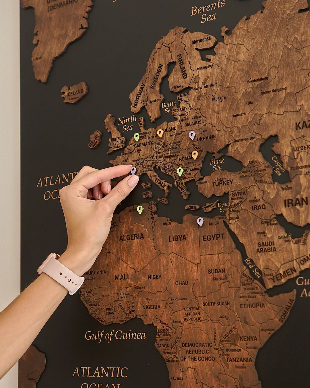 Wooden World Map Wall Art, Push Pin Travel World Map, Large Personalized World Map, Cork World Ma... | Etsy (US)
