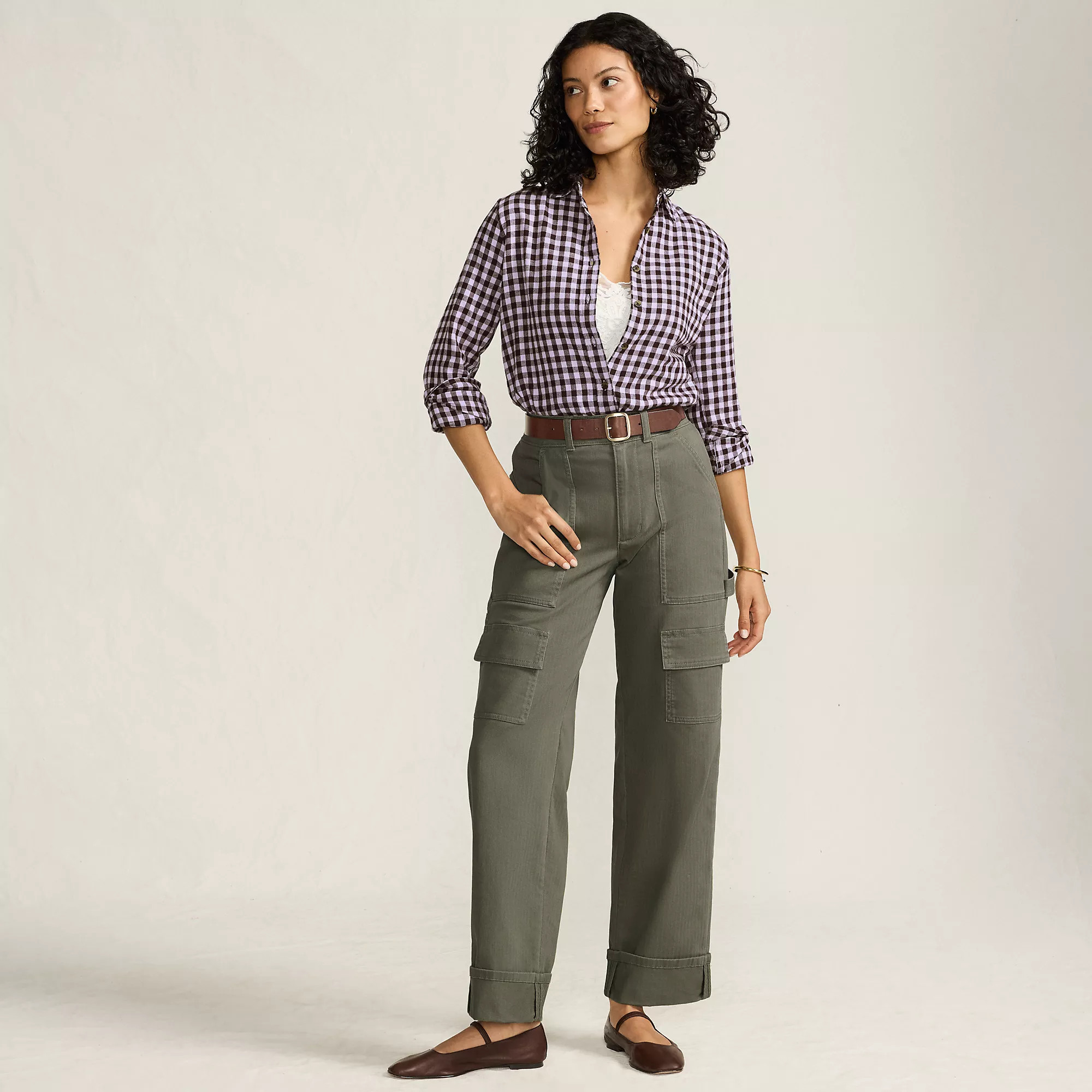 Women's Chino Mid Rise Straight Leg Cargo Ankle Pants | Lands' End (US)