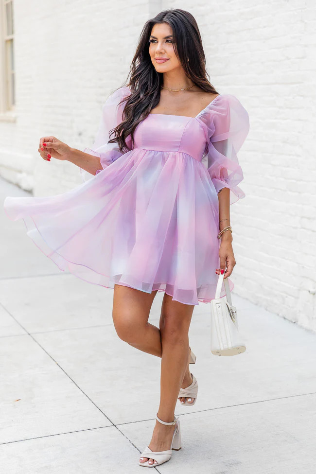 Love Made Me Crazy Multi Tulle Square Neck Mini Dress | Pink Lily