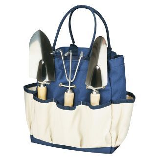 3 Pc Garden Tote Large - Navy/Cream With Tools - Picnic Time | Target