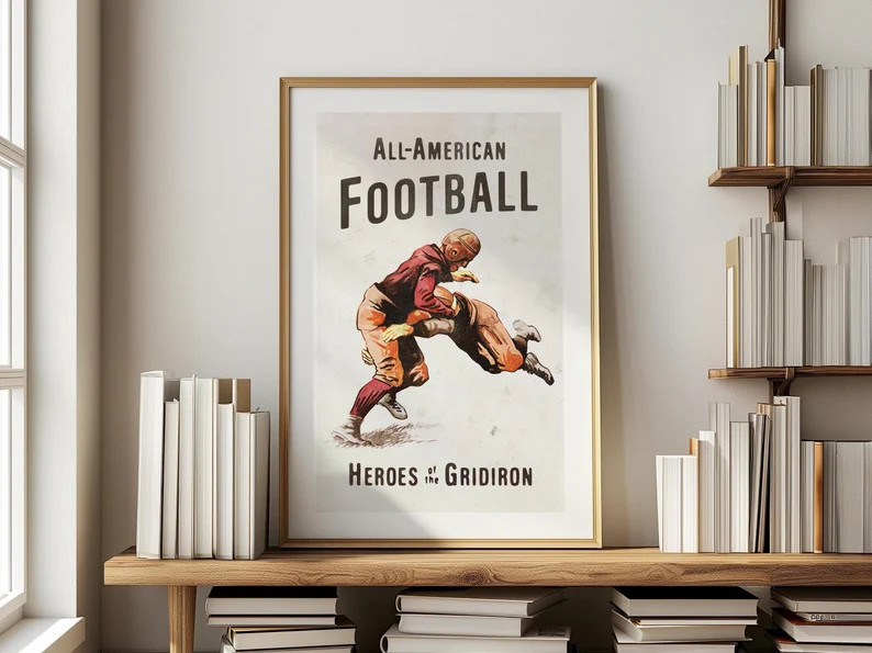 Retro Football Print American Football Art Poster Sports Wall Art Home Sports Decor Vintage Footb... | Etsy (US)