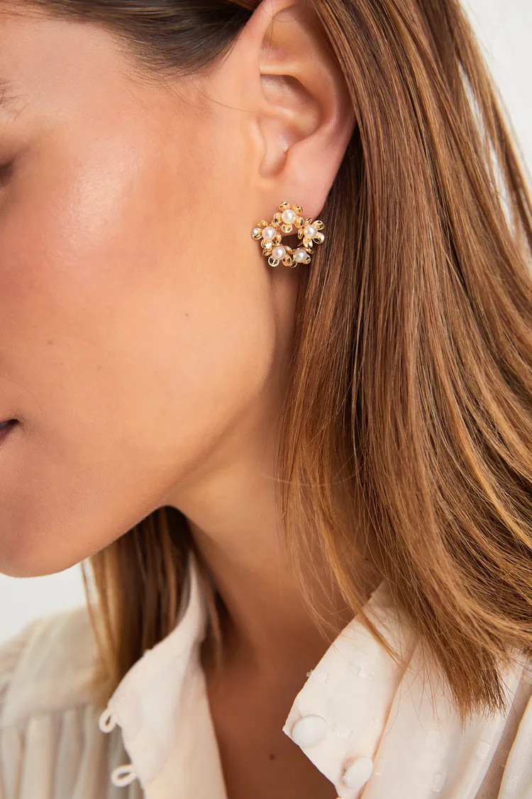 Adorable Blooms Gold Pearl Floral Earrings | Lulus
