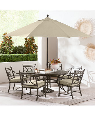 Wythburn Outdoor Dining 7pc Set (60" Round Table & 6 Scroll Dining Chairs), Created for Macy's - ... | Macy's
