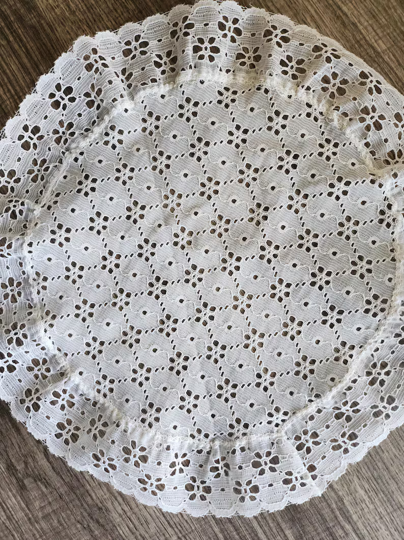 White Eyelet Lace Round Doilie Ruffled Edge 13 Inches - Etsy | Etsy (US)