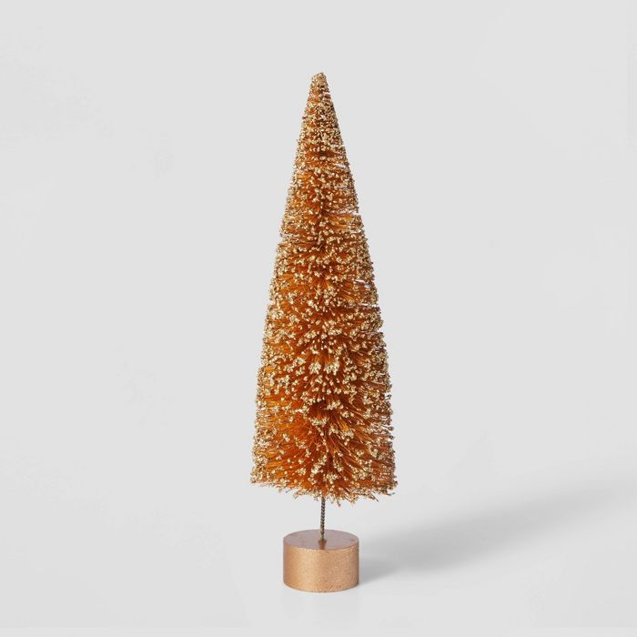 12in Bottle Brush Tree with Gold Base Decorative Figurine - Wondershop™ | Target