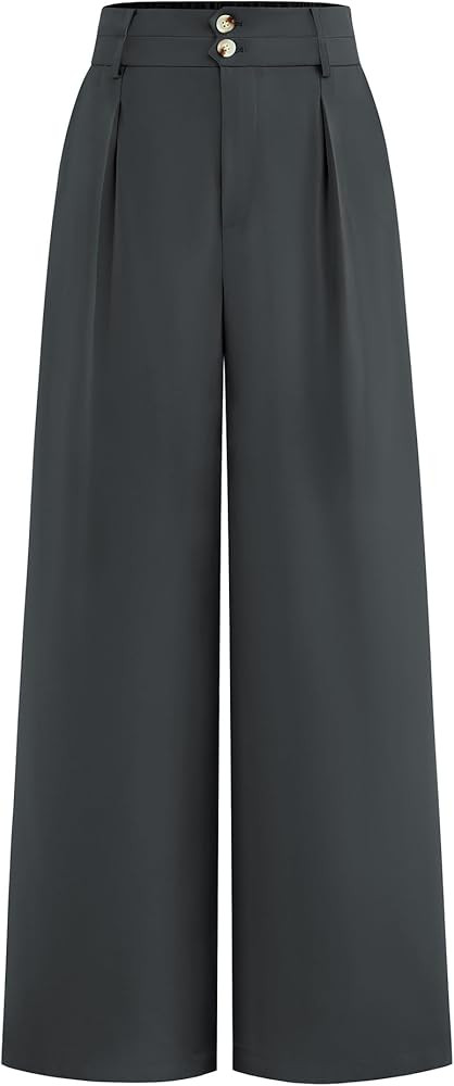 BTFBM Women Wide Leg Dress Pants 2026 High Waisted Button Pleated Business Casual Trousers Office... | Amazon (US)
