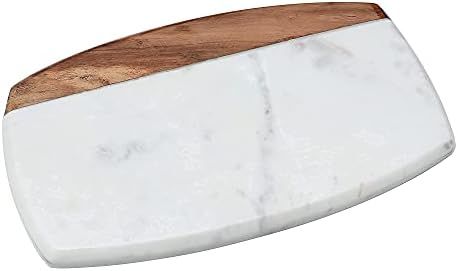 Crocon Natural Wooden And White Marble Chopping Board Square Shape Champagne Marbles Cutting Board S | Amazon (US)