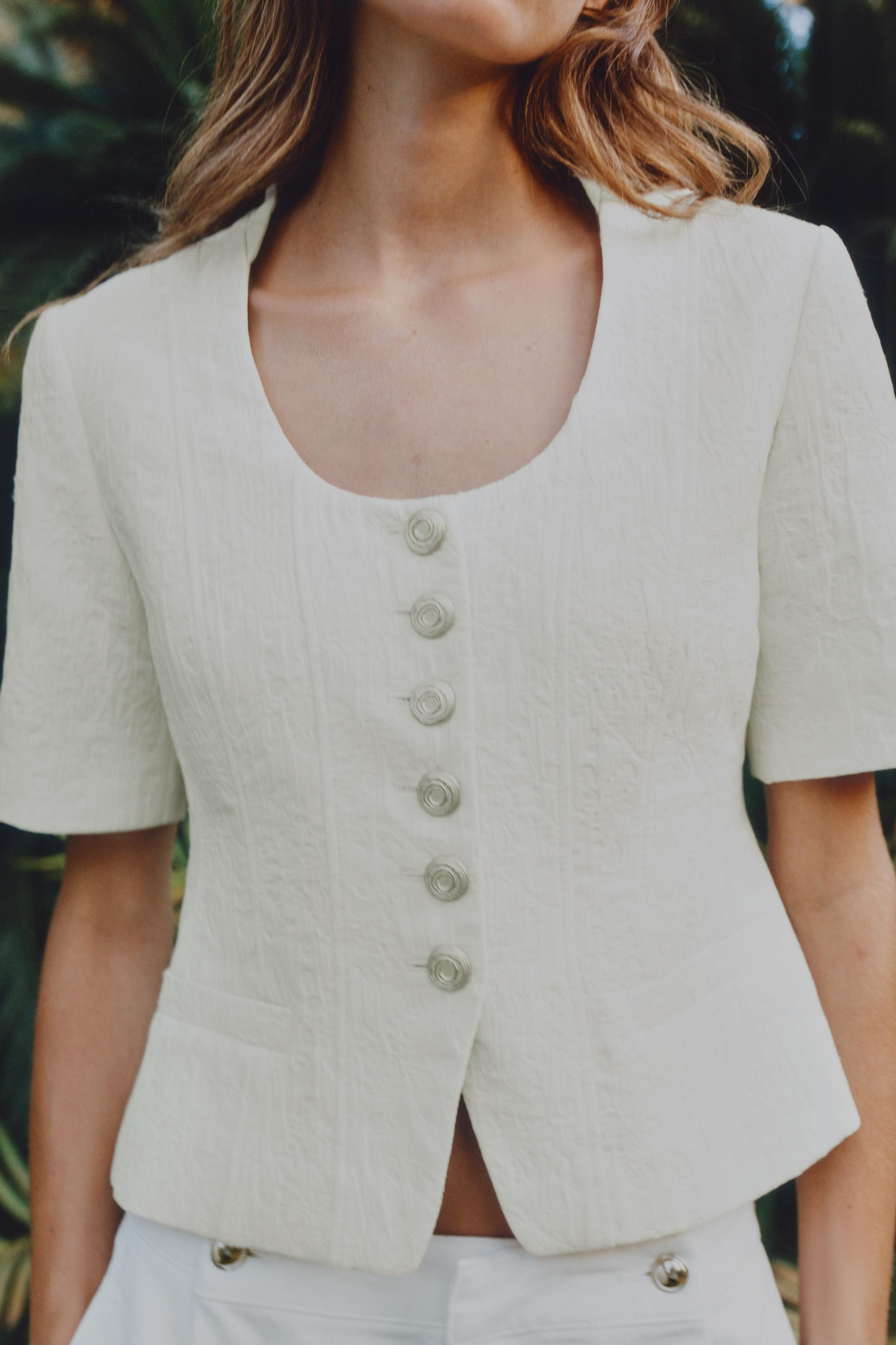 SHORT SLEEVE JACQUARD JACKET | Zara UK
