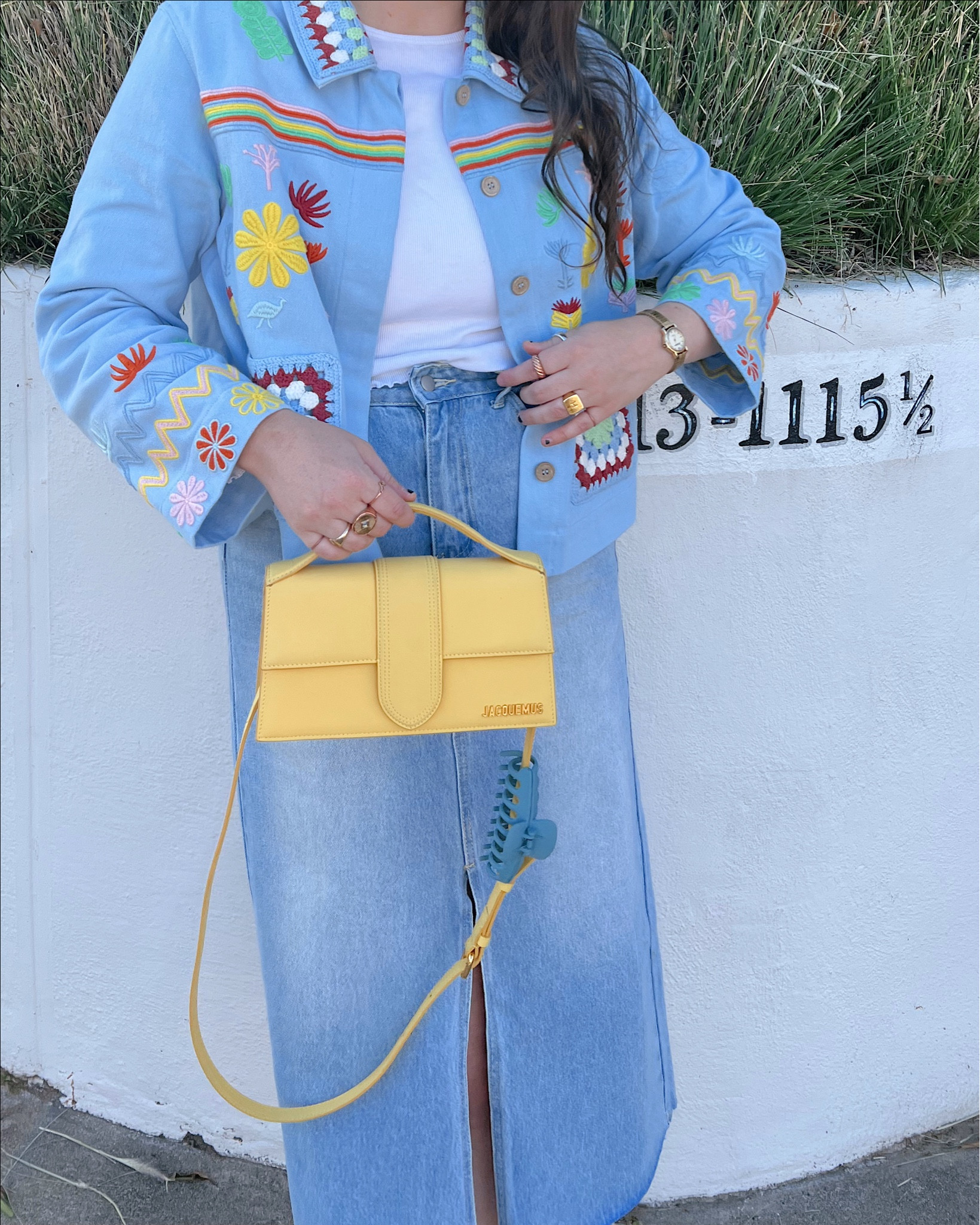 & other stories Boxy Embroidered Cotton Jacket, light blue, yellow, green, pink embroidered floral print, flowers, crochet, spring / summer, long denim midi skirt, jean skirt, long sleeve lettuce ruffle edge tshirt, white tee, Sam Edelman brown and white cowboy boots, yellow jacquemus crossbody bag, designer purse, casual outfit, date night, budget friendly, affordable, gold jewelry (rings, earrings) from amazon, round metal ray ban sunglasses,


#LTKstyletip #LTKunder50 #LTKunder100