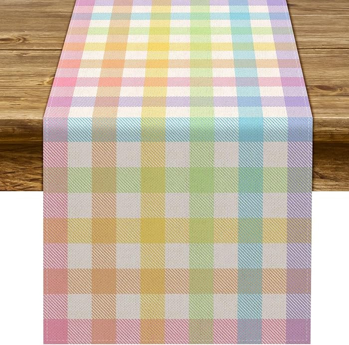 Pudodo Easter Buffalo Plaid Check Table Runner Spring Holiday Farmhouse Fireplace Kitchen Dining ... | Amazon (US)