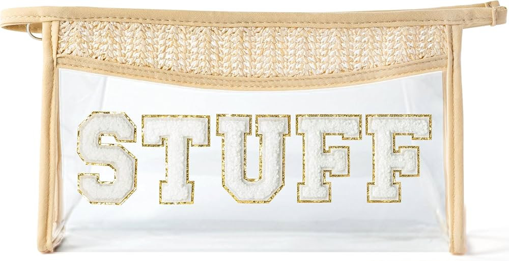 Boho Patch STUFF Cosmetic Bag - Summer Preppy STUFF Chenille Varsity Letter Toiletry Makeup Bag C... | Amazon (US)