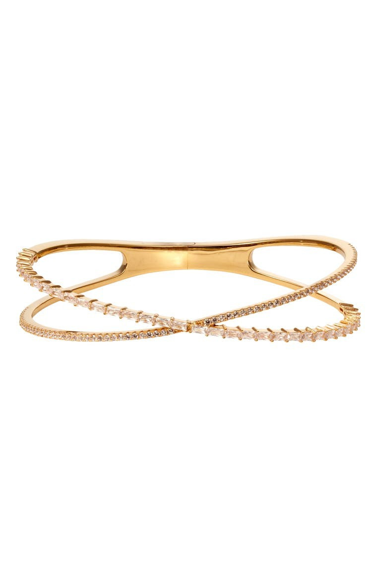Cubic Zirconia Baguette Crisscross Cuff Bracelet | Nordstrom