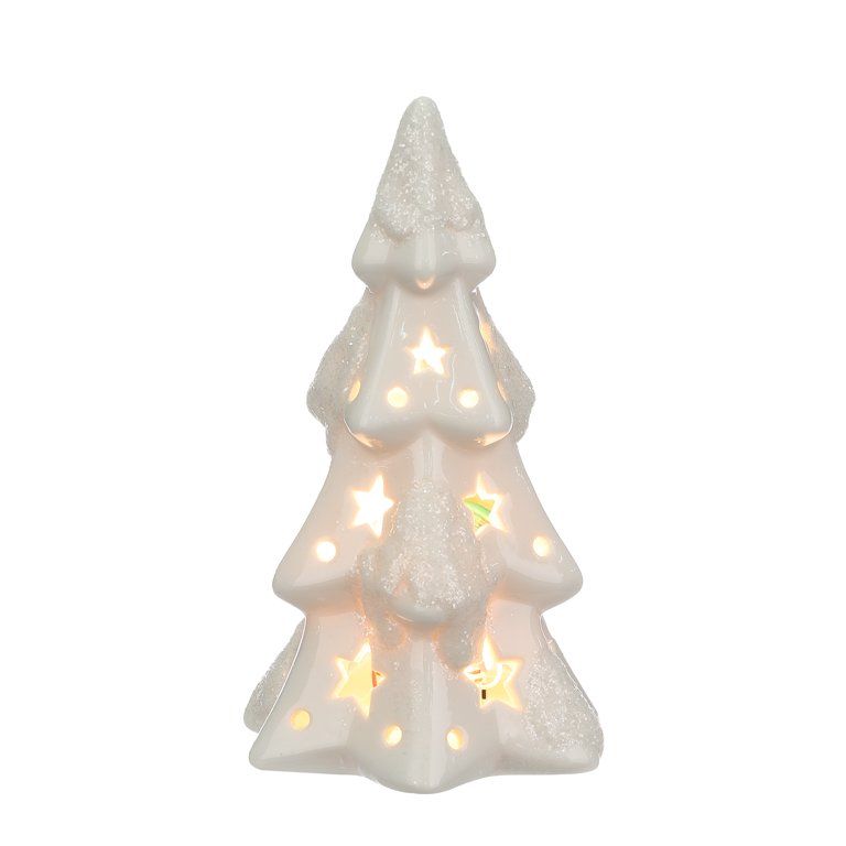 Holiday Time Led Ceramic Snow Christmas Tree with Light & Music, 6 inches Tall, White | Walmart (US)